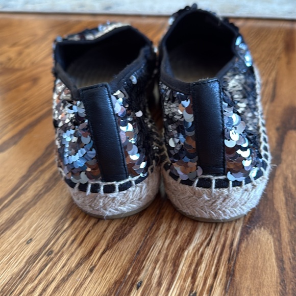 TORY BURCH FLAT ESPADRILLE BLACK SEQUIN WOMEN'S SIZE 10 New without tags - Picture 4 of 7